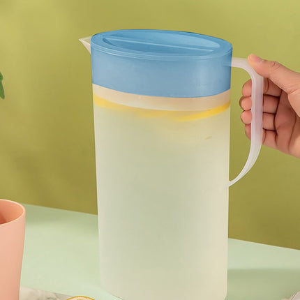 Under $5 Tyidzon Water Pitcher with Lid Plastic Water Jug with Handle Bpa Free for Making Teas and Juices White Clear Blue.