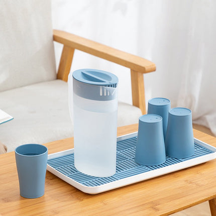 Under $5 Tyidzon Water Pitcher with Lid Plastic Water Jug with Handle Bpa Free for Making Teas and Juices White Clear Blue.