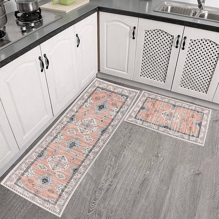 Tyidzon Kitchen Mats for Floor Set of 2 Pcs, Cushioned Non Slip Kitchen Rugs for Kitchen Floor, Absorbent Runner Comfort Standing Mats Washable for Kitchen, Office, Home (15"x47"+15"x23") Orange,Blue#1.