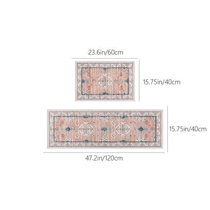 Tyidzon Kitchen Mats for Floor Set of 2 Pcs, Cushioned Non Slip Kitchen Rugs for Kitchen Floor, Absorbent Runner Comfort Standing Mats Washable for Kitchen, Office, Home (15"x47"+15"x23") Orange,Blue#1.