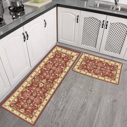 Tyidzon Kitchen Mats for Floor Set of 2 Pcs, Cushioned Non Slip Kitchen Rugs for Kitchen Floor, Absorbent Runner Comfort Standing Mats Washable for Kitchen, Office, Home (15"x47"+15"x23") Orange,Blue#2.