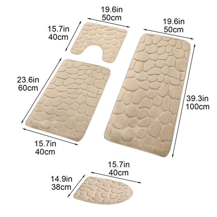 Tyidzon Bathroom Rugs Sets 4 Piece with Toilet Lid Cover, Non-Slip Absorbentb Rugs and Mats for Bathroom, Bath Rug Set Beige.