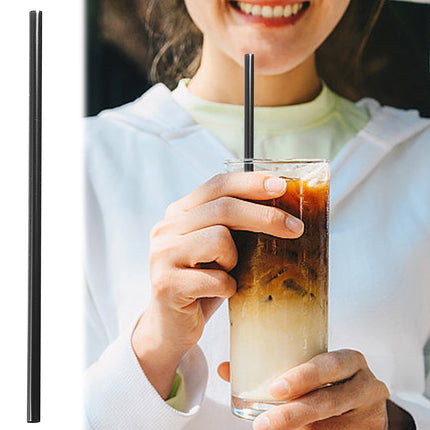 Dmlowu 100Pc 10 Inch Coffee & Cocktail Stirrers/Straws Disposable Plastic Sip Stir Swizzle Sticks - Black.