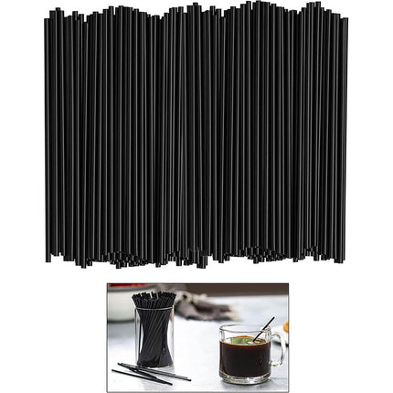 Dmlowu 100Pc 10 Inch Coffee & Cocktail Stirrers/Straws Disposable Plastic Sip Stir Swizzle Sticks - Black.