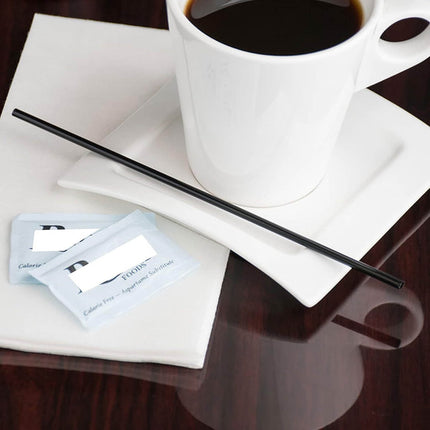 Dmlowu 100Pc 10 Inch Coffee & Cocktail Stirrers/Straws Disposable Plastic Sip Stir Swizzle Sticks - Black.