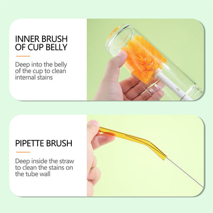 Dmlowu Bottle Brush, 14 Inch Long Handle Water Bottle Scrubbing Brush, Built for Cleaning Sport Bottles, Water Bottles, Coffee Mugs, Wine Decanters, Tea Kettles Orange.