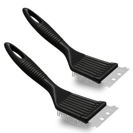 Tyidzon 2Pc Grill Brush and Scraper, 2-In-1 Stainless Steel Scraper, Grill Brush Extra Strong BBQ Cleaner Accessories Heavy Duty Barbecue Grill Cleaning Brush Cleaner 8 Inch Black.