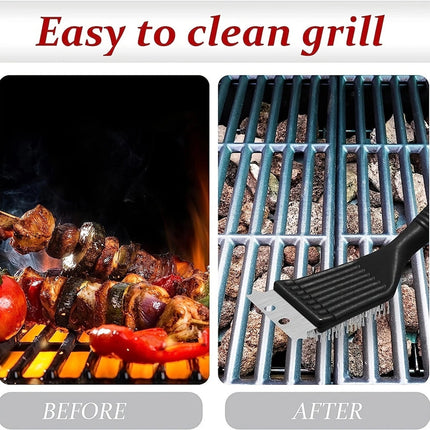 Tyidzon 2Pc Grill Brush and Scraper, 2-In-1 Stainless Steel Scraper, Grill Brush Extra Strong BBQ Cleaner Accessories Heavy Duty Barbecue Grill Cleaning Brush Cleaner 8 Inch Black.
