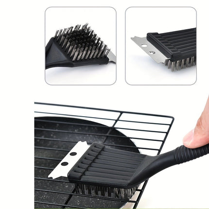 Tyidzon 2Pc Grill Brush and Scraper, 2-In-1 Stainless Steel Scraper, Grill Brush Extra Strong BBQ Cleaner Accessories Heavy Duty Barbecue Grill Cleaning Brush Cleaner 8 Inch Black.