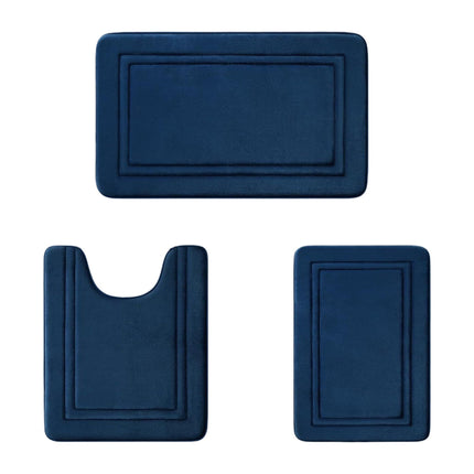 Tyidzon Bathroom Rugs Sets 3 Piece, Bath Mat Universal Soft Comfortable Water Absorption Non Slip Machine Washable Easy Dry Bathroom Mat, Gray Blue.