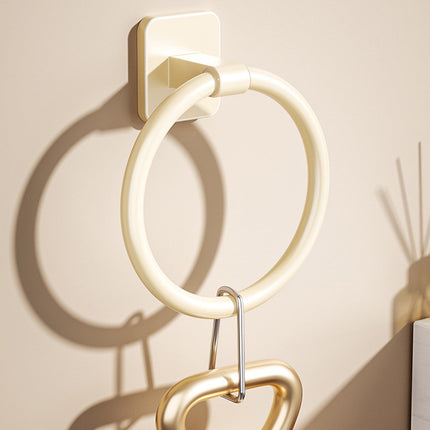 Tyidzon Towel Ring No Drill Bathroom Bathroom Towel Rack Round Towel Racks for Bathroom, Small Size Hand Towel Hanging Rod Rag Towel Rack, Black White.