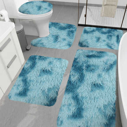 PALIFEUR Tie-Dye Bathroom Rugs Sets, Non-Slip Bath Mat Set 5 Piece, Soft Comfortable Washable Bathroom Mat Set, Quicker Dry Bathroom Rug with Toilet Rug Blue.