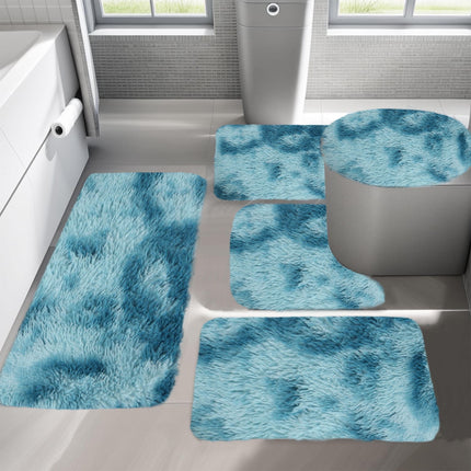PALIFEUR Tie-Dye Bathroom Rugs Sets, Non-Slip Bath Mat Set 5 Piece, Soft Comfortable Washable Bathroom Mat Set, Quicker Dry Bathroom Rug with Toilet Rug Blue.