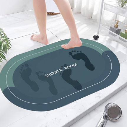 PALIFEUR Oval Bathroom Rugs, Extra Soft Absorbent Bath Mat, 15.7"x23.6" Quicker Dry Washable Bath Mats for Bathroom, Tub and Shower, Non-Slip Bathroom Rug Blue.
