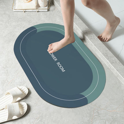 PALIFEUR Oval Bathroom Rugs, Extra Soft Absorbent Bath Mat, 15.7"x23.6" Quicker Dry Washable Bath Mats for Bathroom, Tub and Shower, Non-Slip Bathroom Rug Blue.