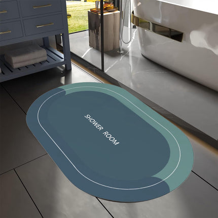 PALIFEUR Oval Bathroom Rugs, Extra Soft Absorbent Bath Mat, 15.7"x23.6" Quicker Dry Washable Bath Mats for Bathroom, Tub and Shower, Non-Slip Bathroom Rug Blue.