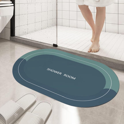 PALIFEUR Oval Bathroom Rugs, Extra Soft Absorbent Bath Mat, 15.7"x23.6" Quicker Dry Washable Bath Mats for Bathroom, Tub and Shower, Non-Slip Bathroom Rug Blue.