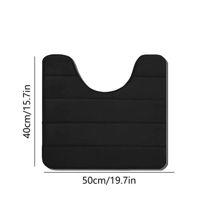 PALIFEUR Memory Foam Toilet Rug, Non-Slip Bathroom Rugs, Toilet Rugs U Shaped Washable, Commode Contour Rug, Soft Comfortable Super Water Absorption #1_Black.
