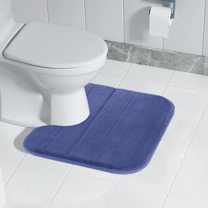 PALIFEUR Memory Foam Toilet Rug, Non-Slip Bathroom Rugs, Toilet Rugs U Shaped Washable, Commode Contour Rug, Soft Comfortable Super Water Absorption #1_Blue.