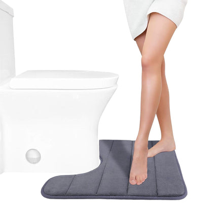 PALIFEUR Memory Foam Toilet Rug, Non-Slip Bathroom Rugs, Toilet Rugs U Shaped Washable, Commode Contour Rug, Soft Comfortable Super Water Absorption #1_Dark Gray.