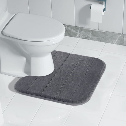 PALIFEUR Memory Foam Toilet Rug, Non-Slip Bathroom Rugs, Toilet Rugs U Shaped Washable, Commode Contour Rug, Soft Comfortable Super Water Absorption #1_Dark Gray.