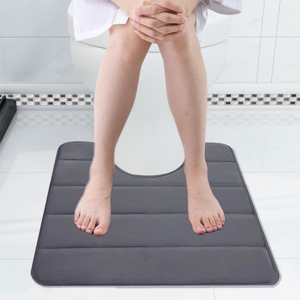 PALIFEUR Memory Foam Toilet Rug, Non-Slip Bathroom Rugs, Toilet Rugs U Shaped Washable, Commode Contour Rug, Soft Comfortable Super Water Absorption #1_Dark Gray.