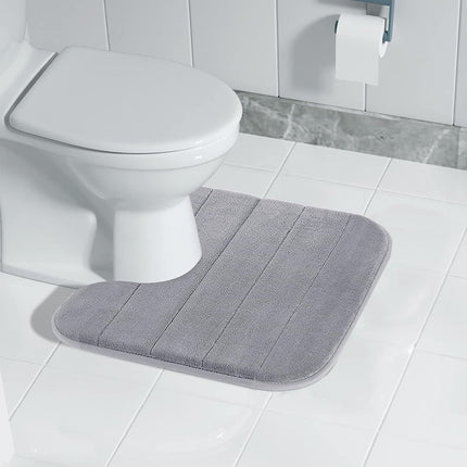 PALIFEUR Memory Foam Toilet Rug, Non-Slip Bathroom Rugs, Toilet Rugs U Shaped Washable, Commode Contour Rug, Soft Comfortable Super Water Absorption #1_Gray.