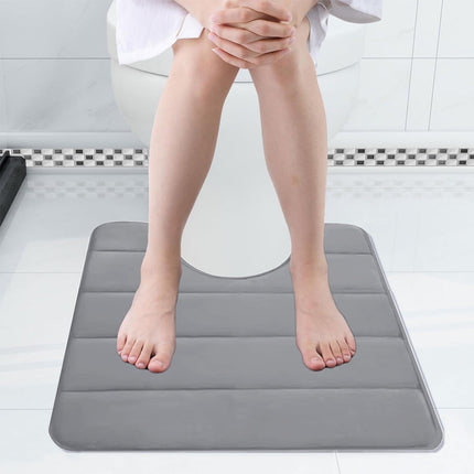 PALIFEUR Memory Foam Toilet Rug, Non-Slip Bathroom Rugs, Toilet Rugs U Shaped Washable, Commode Contour Rug, Soft Comfortable Super Water Absorption #1_Gray.
