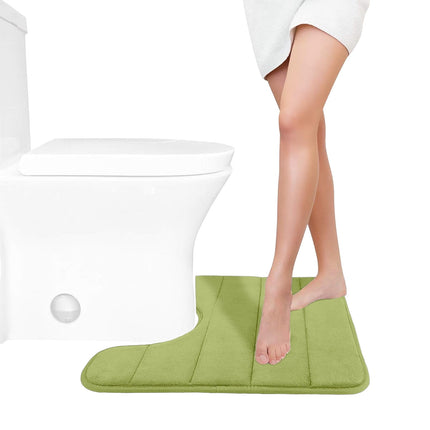 PALIFEUR Memory Foam Toilet Rug, Non-Slip Bathroom Rugs, Toilet Rugs U Shaped Washable, Commode Contour Rug, Soft Comfortable Super Water Absorption #1_Green.