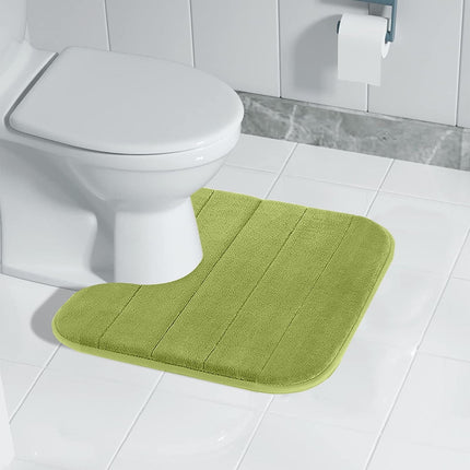 PALIFEUR Memory Foam Toilet Rug, Non-Slip Bathroom Rugs, Toilet Rugs U Shaped Washable, Commode Contour Rug, Soft Comfortable Super Water Absorption #1_Green.