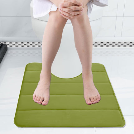 PALIFEUR Memory Foam Toilet Rug, Non-Slip Bathroom Rugs, Toilet Rugs U Shaped Washable, Commode Contour Rug, Soft Comfortable Super Water Absorption #1_Green.