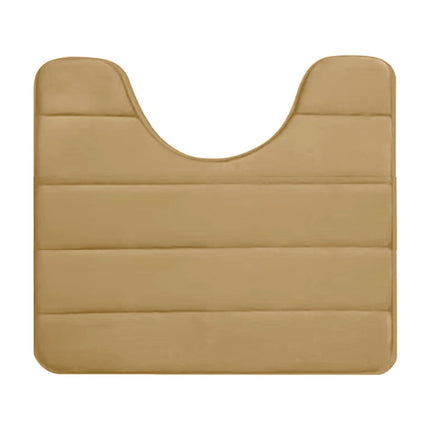 PALIFEUR Memory Foam Toilet Rug, Non-Slip Bathroom Rugs, Toilet Rugs U Shaped Washable, Commode Contour Rug, Soft Comfortable Super Water Absorption #1_Khaki.