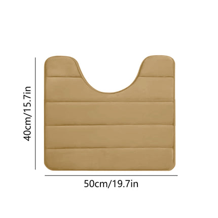 PALIFEUR Memory Foam Toilet Rug, Non-Slip Bathroom Rugs, Toilet Rugs U Shaped Washable, Commode Contour Rug, Soft Comfortable Super Water Absorption #1_Khaki.