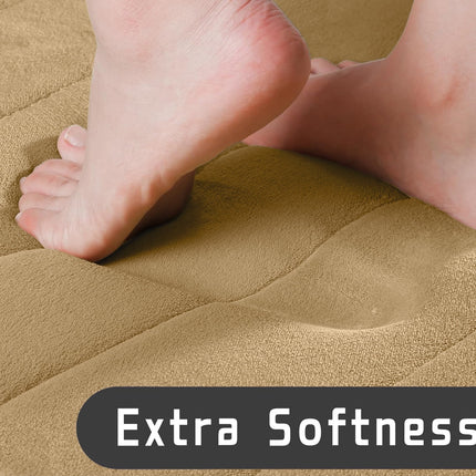 PALIFEUR Memory Foam Toilet Rug, Non-Slip Bathroom Rugs, Toilet Rugs U Shaped Washable, Commode Contour Rug, Soft Comfortable Super Water Absorption #1_Khaki.