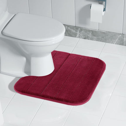 PALIFEUR Memory Foam Toilet Rug, Non-Slip Bathroom Rugs, Toilet Rugs U Shaped Washable, Commode Contour Rug, Soft Comfortable Super Water Absorption #1_Red.