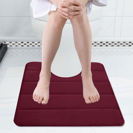PALIFEUR Memory Foam Toilet Rug, Non-Slip Bathroom Rugs, Toilet Rugs U Shaped Washable, Commode Contour Rug, Soft Comfortable Super Water Absorption #1_Red.