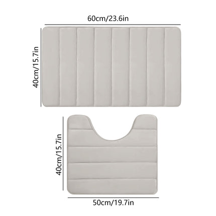 PALIFEUR Memory Foam Toilet Rug, Non-Slip Bathroom Rugs, Toilet Rugs U Shaped Washable, Commode Contour Rug, Soft Comfortable Super Water Absorption #2_Beige.