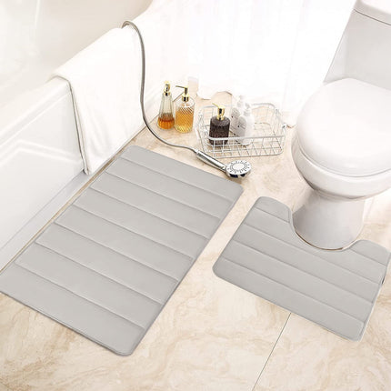 PALIFEUR Memory Foam Toilet Rug, Non-Slip Bathroom Rugs, Toilet Rugs U Shaped Washable, Commode Contour Rug, Soft Comfortable Super Water Absorption #2_Beige.