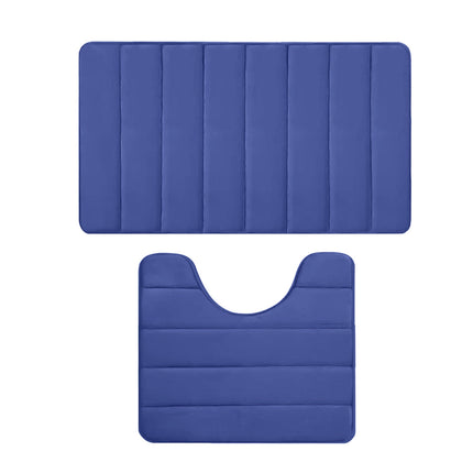 PALIFEUR Memory Foam Toilet Rug, Non-Slip Bathroom Rugs, Toilet Rugs U Shaped Washable, Commode Contour Rug, Soft Comfortable Super Water Absorption #2_Blue.