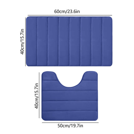 PALIFEUR Memory Foam Toilet Rug, Non-Slip Bathroom Rugs, Toilet Rugs U Shaped Washable, Commode Contour Rug, Soft Comfortable Super Water Absorption #2_Blue.