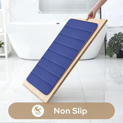 PALIFEUR Memory Foam Toilet Rug, Non-Slip Bathroom Rugs, Toilet Rugs U Shaped Washable, Commode Contour Rug, Soft Comfortable Super Water Absorption #2_Blue.