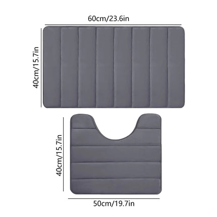 PALIFEUR Memory Foam Toilet Rug, Non-Slip Bathroom Rugs, Toilet Rugs U Shaped Washable, Commode Contour Rug, Soft Comfortable Super Water Absorption #2_Dark Gray.