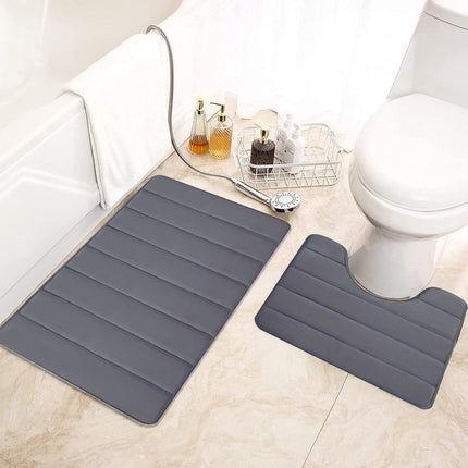 PALIFEUR Memory Foam Toilet Rug, Non-Slip Bathroom Rugs, Toilet Rugs U Shaped Washable, Commode Contour Rug, Soft Comfortable Super Water Absorption #2_Dark Gray.