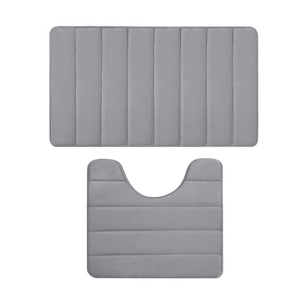 PALIFEUR Memory Foam Toilet Rug, Non-Slip Bathroom Rugs, Toilet Rugs U Shaped Washable, Commode Contour Rug, Soft Comfortable Super Water Absorption #2_Gray.