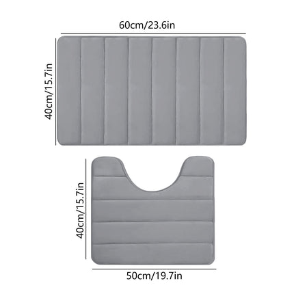 PALIFEUR Memory Foam Toilet Rug, Non-Slip Bathroom Rugs, Toilet Rugs U Shaped Washable, Commode Contour Rug, Soft Comfortable Super Water Absorption #2_Gray.