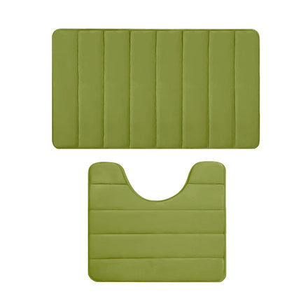 PALIFEUR Memory Foam Toilet Rug, Non-Slip Bathroom Rugs, Toilet Rugs U Shaped Washable, Commode Contour Rug, Soft Comfortable Super Water Absorption #2_Green.