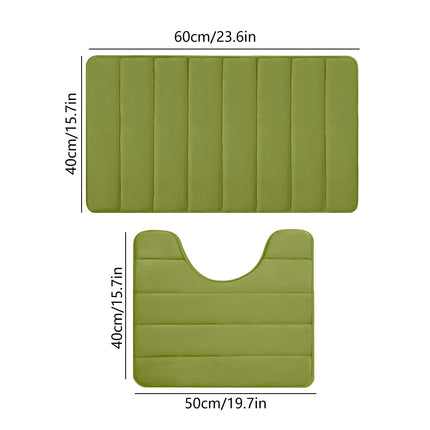 PALIFEUR Memory Foam Toilet Rug, Non-Slip Bathroom Rugs, Toilet Rugs U Shaped Washable, Commode Contour Rug, Soft Comfortable Super Water Absorption #2_Green.