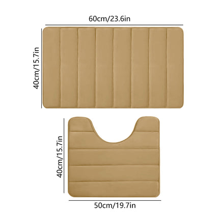 PALIFEUR Memory Foam Toilet Rug, Non-Slip Bathroom Rugs, Toilet Rugs U Shaped Washable, Commode Contour Rug, Soft Comfortable Super Water Absorption #2_Khaki.