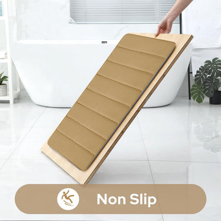 PALIFEUR Memory Foam Toilet Rug, Non-Slip Bathroom Rugs, Toilet Rugs U Shaped Washable, Commode Contour Rug, Soft Comfortable Super Water Absorption #2_Khaki.