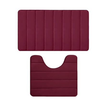 PALIFEUR Memory Foam Toilet Rug, Non-Slip Bathroom Rugs, Toilet Rugs U Shaped Washable, Commode Contour Rug, Soft Comfortable Super Water Absorption #2_Red.